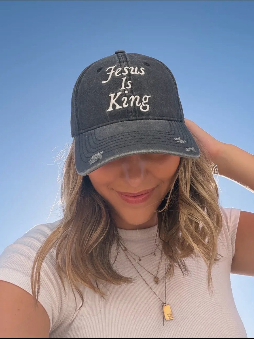 Elevated Faith Distressed 'Jesus Is King' Baseball Cap - Black